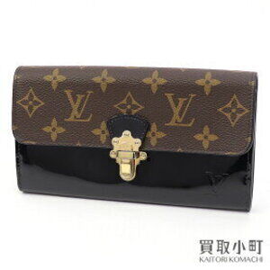 Louis Vuitton Portefeuille Wallet Cherrywood Vernis Patent Calf Noir Black Long
